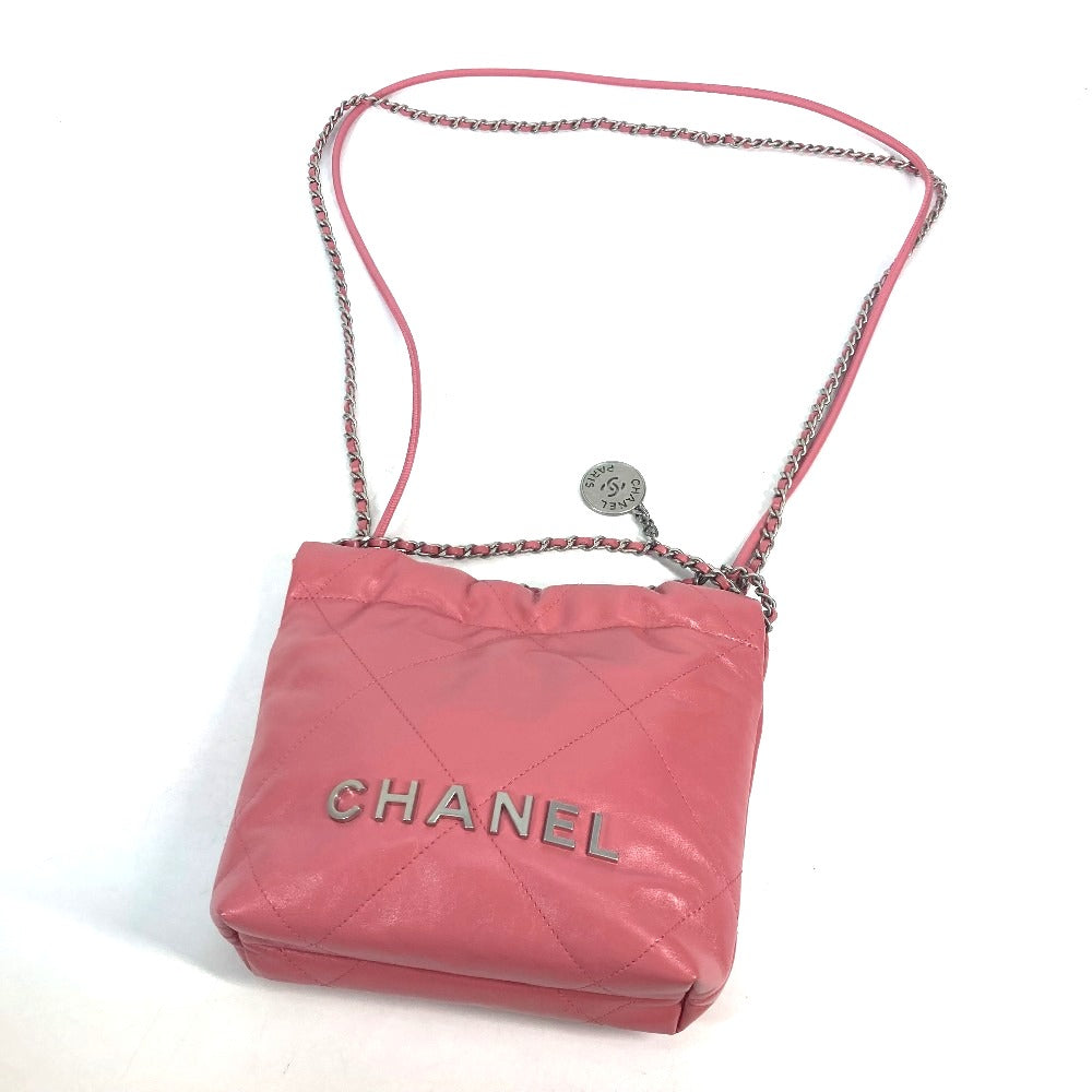 CHANEL AS3980 チェーン シャネル22 ミニハンドバッグ 2WAY チェーン 斜め掛け ショルダーバッグ カーフスキン レディース ピンク
