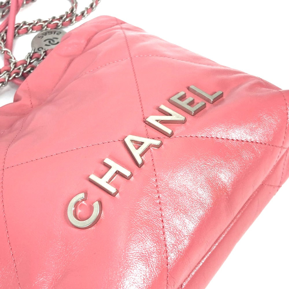 CHANEL AS3980 チェーン シャネル22 ミニハンドバッグ 2WAY チェーン 斜め掛け ショルダーバッグ カーフスキン レディース ピンク