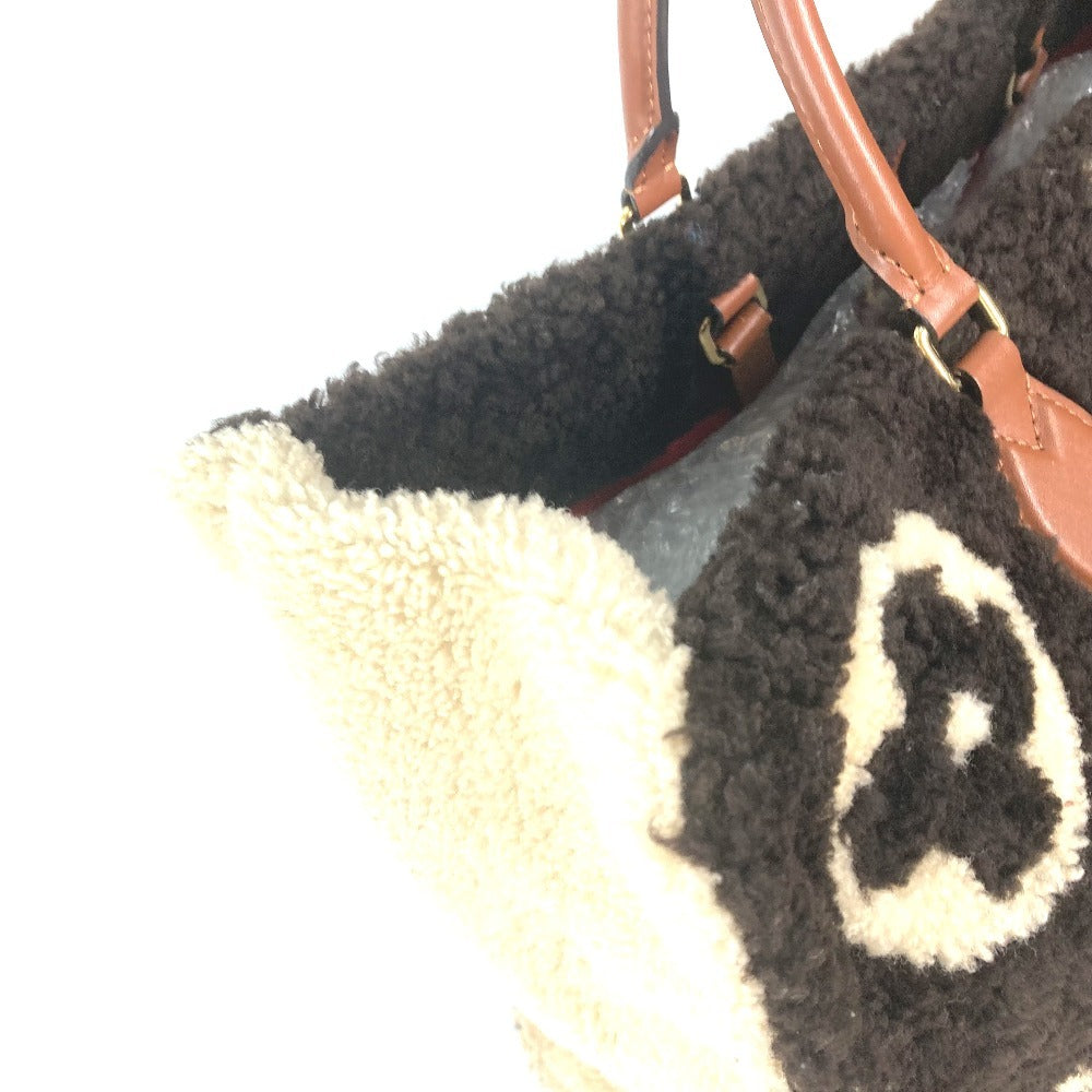 LOUIS VUITTON M55420 モノグラム・テディ オンザゴー GM トートバッグ 2WAYバッグ カバン ファー ショルダーバッグ レザー レディース ブラウン