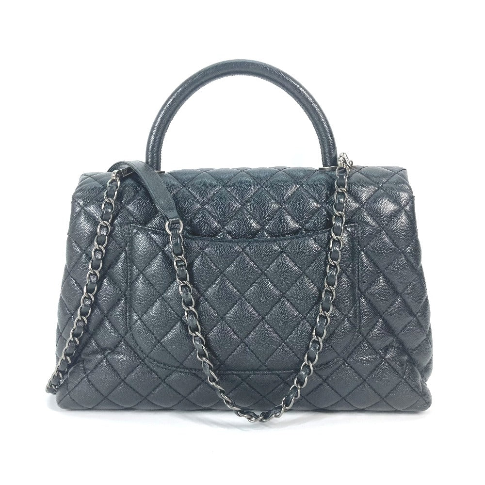 CHANEL A92991 トップハンドル チェーン CC ココマーク キルティング マトラッセ 2WAY ショルダーバッグ 斜め掛け カバン ハンドバッグ キャビアスキン レディース ブラック