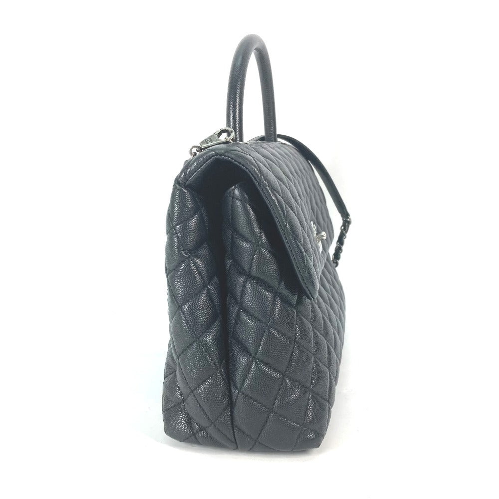 CHANEL A92991 トップハンドル チェーン CC ココマーク キルティング マトラッセ 2WAY ショルダーバッグ 斜め掛け カバン ハンドバッグ キャビアスキン レディース ブラック