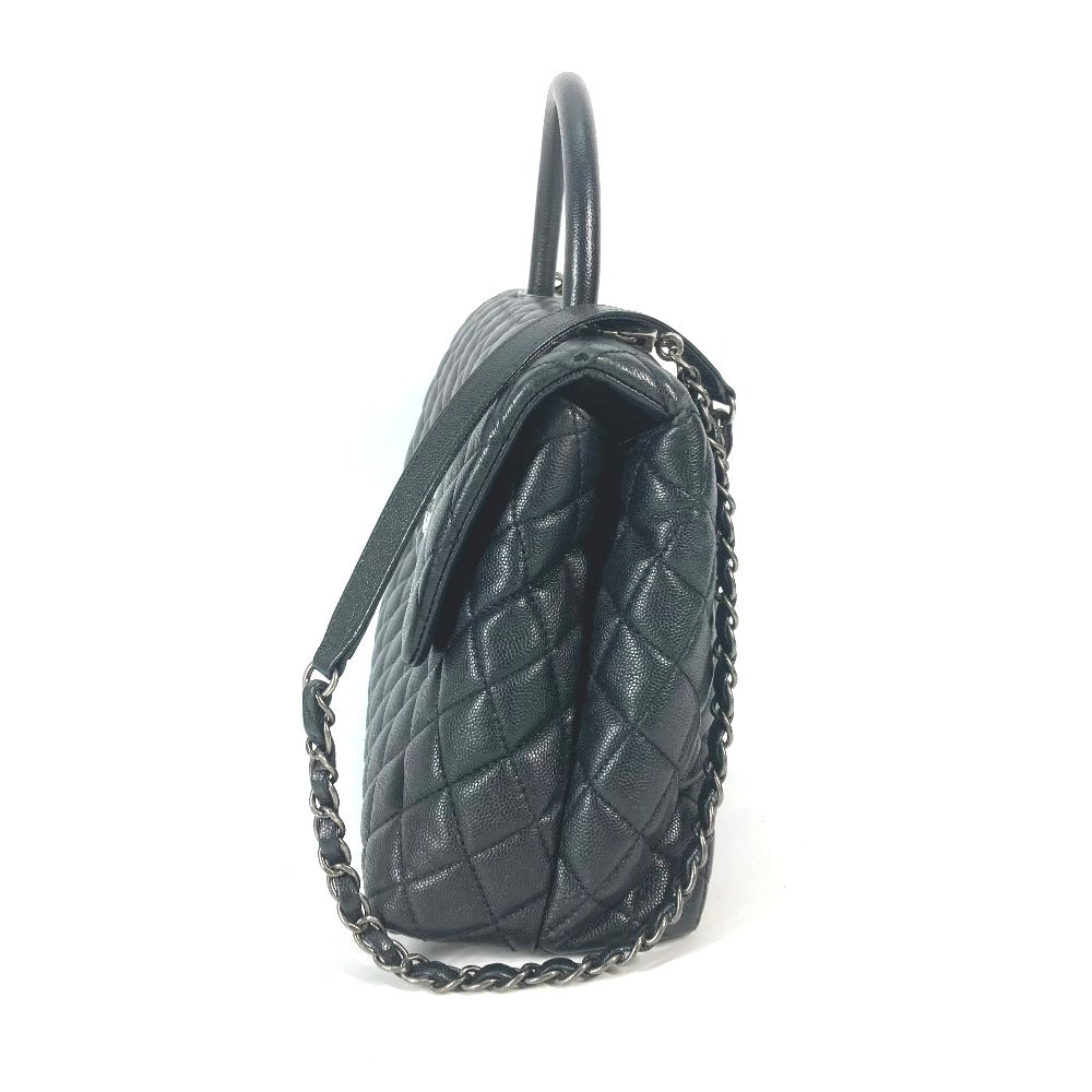 CHANEL A92991 トップハンドル チェーン CC ココマーク キルティング マトラッセ 2WAY ショルダーバッグ 斜め掛け カバン ハンドバッグ キャビアスキン レディース ブラック