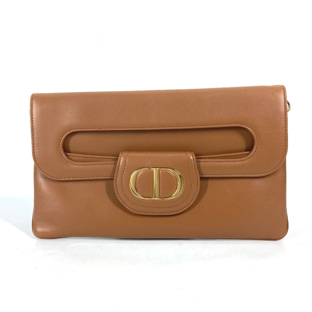 Dior M8641UBBU クラッチバッグ CD DIORDOUBLE ミディアムバッグ 3WAY チェーンショルダーバッグ ハンドバッグ レザー レディース ブラウン