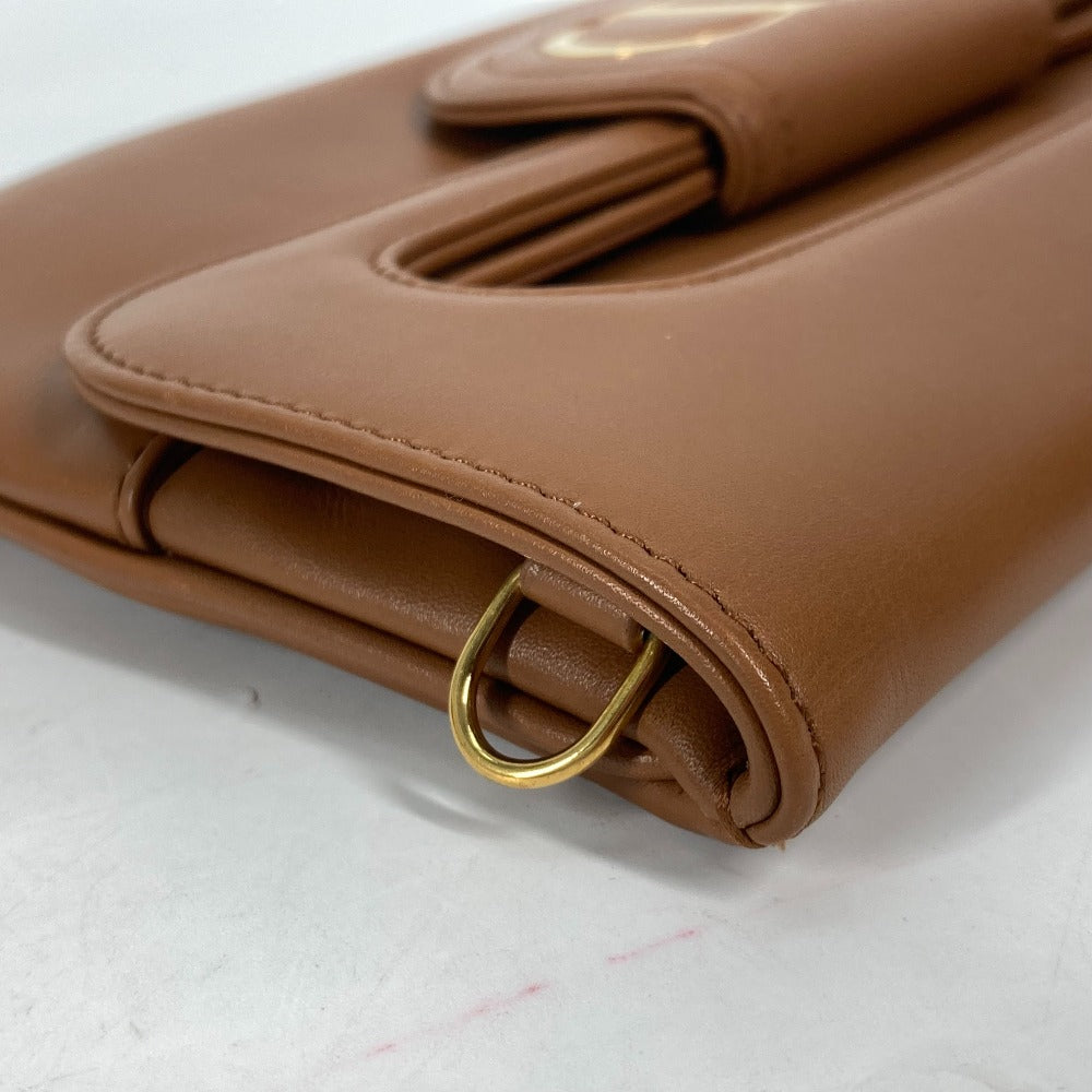 Dior M8641UBBU クラッチバッグ CD DIORDOUBLE ミディアムバッグ 3WAY チェーンショルダーバッグ ハンドバッグ レザー レディース ブラウン