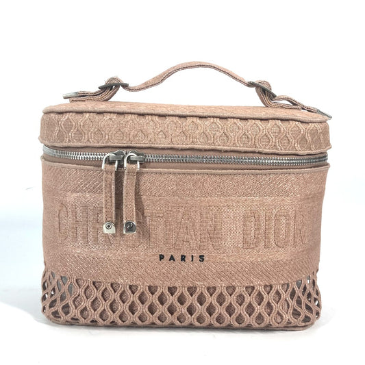 Christian Dior ロゴ メッシュ バニティバッグ カバン ハンドバッグ キャンバス レディース ピンク