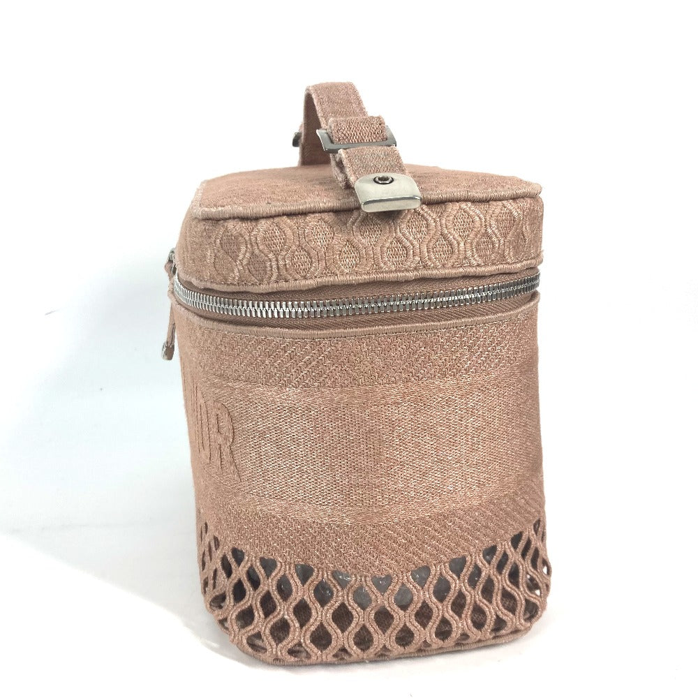 Christian Dior ロゴ メッシュ バニティバッグ カバン ハンドバッグ キャンバス レディース ピンク