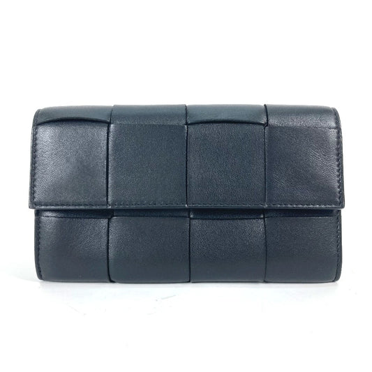 BOTTEGA VENETA 651387 Long Wallet, Maxi Intrecciato Flap Leather, Women's, Black