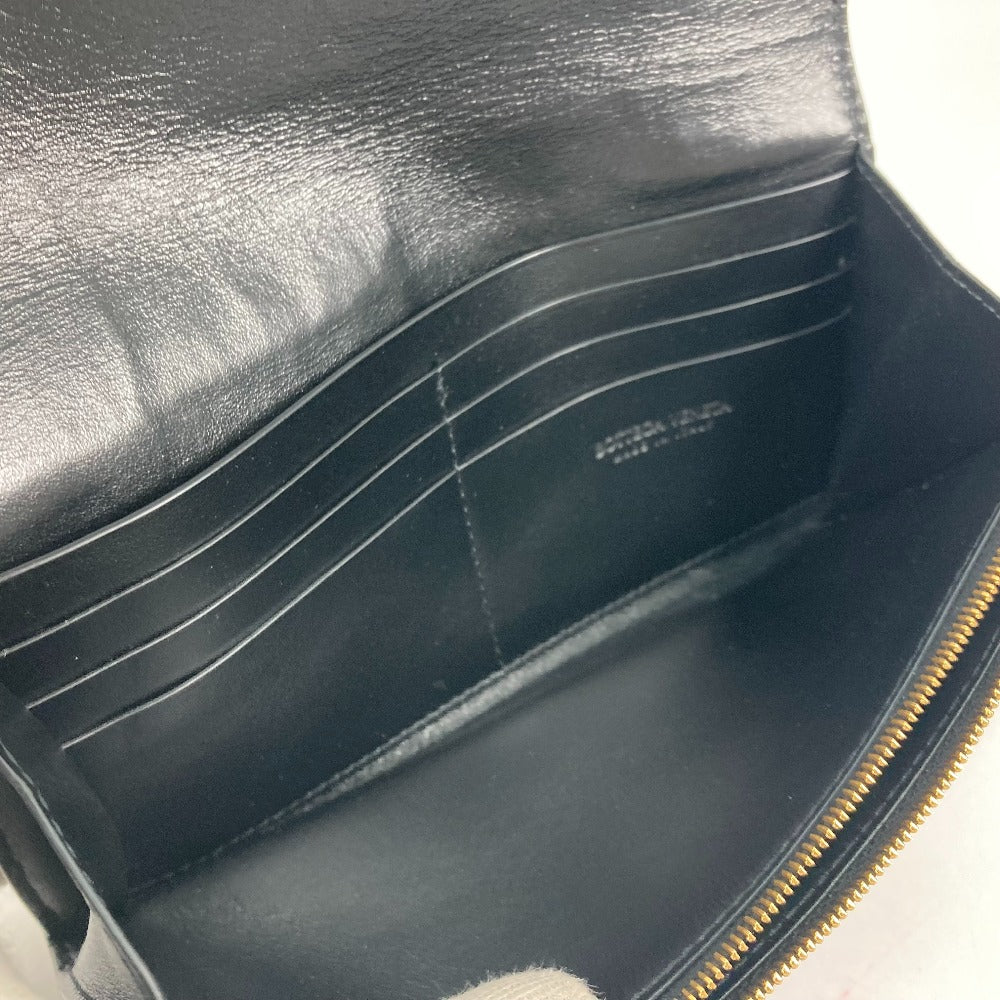 BOTTEGA VENETA 651387 ロングウォレット マキシイントレチャート フラップ 長財布 レザー レディース ブラック