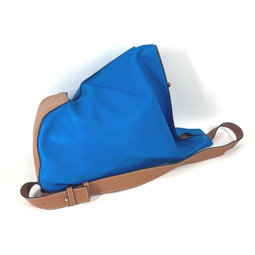 LOEWE カバン バイカラー アントン クロス ショルダーバッグ レザー レディース ブルー