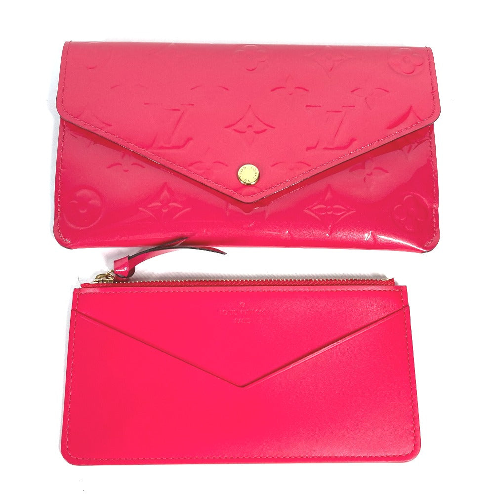 LOUIS VUITTON M61689 Monogram Vernis Portefeuille Jeanne Flap Long Wallet with Coin and Card Case, Monogram Vernis, Women's, Hot Pink
