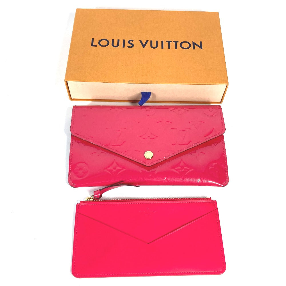 LOUIS VUITTON M61689 Monogram Vernis Portefeuille Jeanne Flap Long Wallet with Coin and Card Case, Monogram Vernis, Women's, Hot Pink