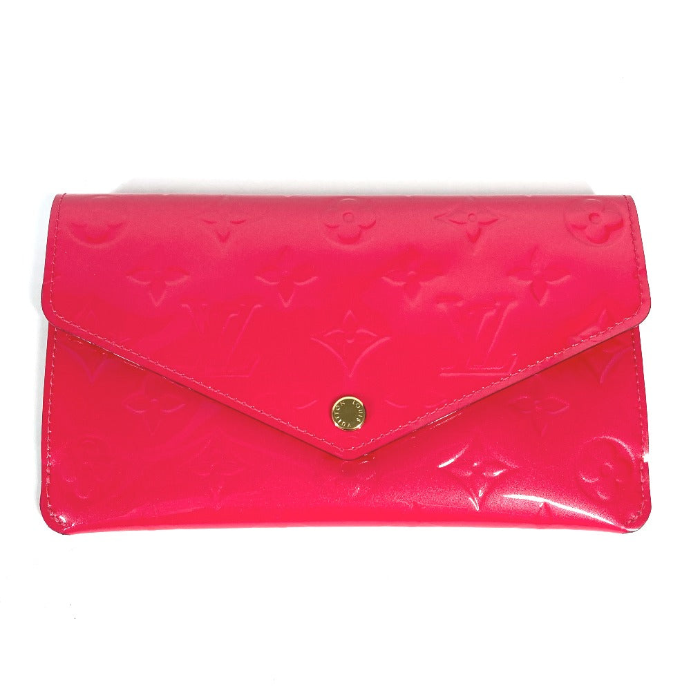 LOUIS VUITTON M61689 Monogram Vernis Portefeuille Jeanne Flap Long Wallet with Coin and Card Case, Monogram Vernis, Women's, Hot Pink