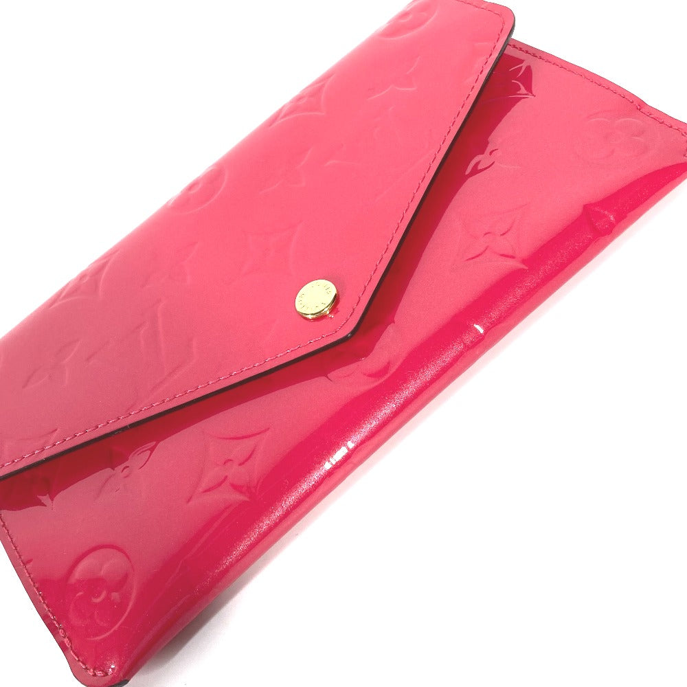 LOUIS VUITTON M61689 Monogram Vernis Portefeuille Jeanne Flap Long Wallet with Coin and Card Case, Monogram Vernis, Women's, Hot Pink