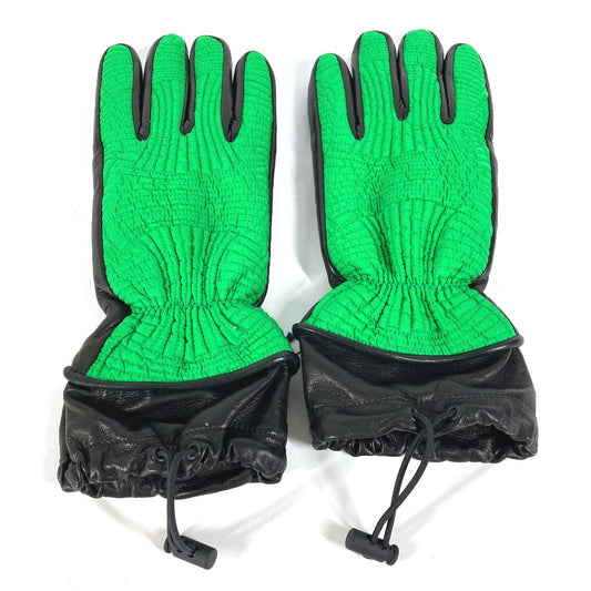 BOTTEGA VENETA 709335 Two-Tone Leather/Nylon Gloves, Men's, Green
