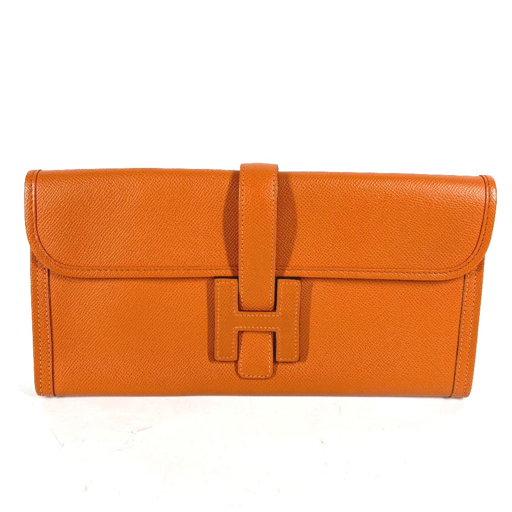HERMES カバン Hロゴ ジジェ エラン 29 セカンドバッグ クラッチバッグ エプソン レディース オレンジ