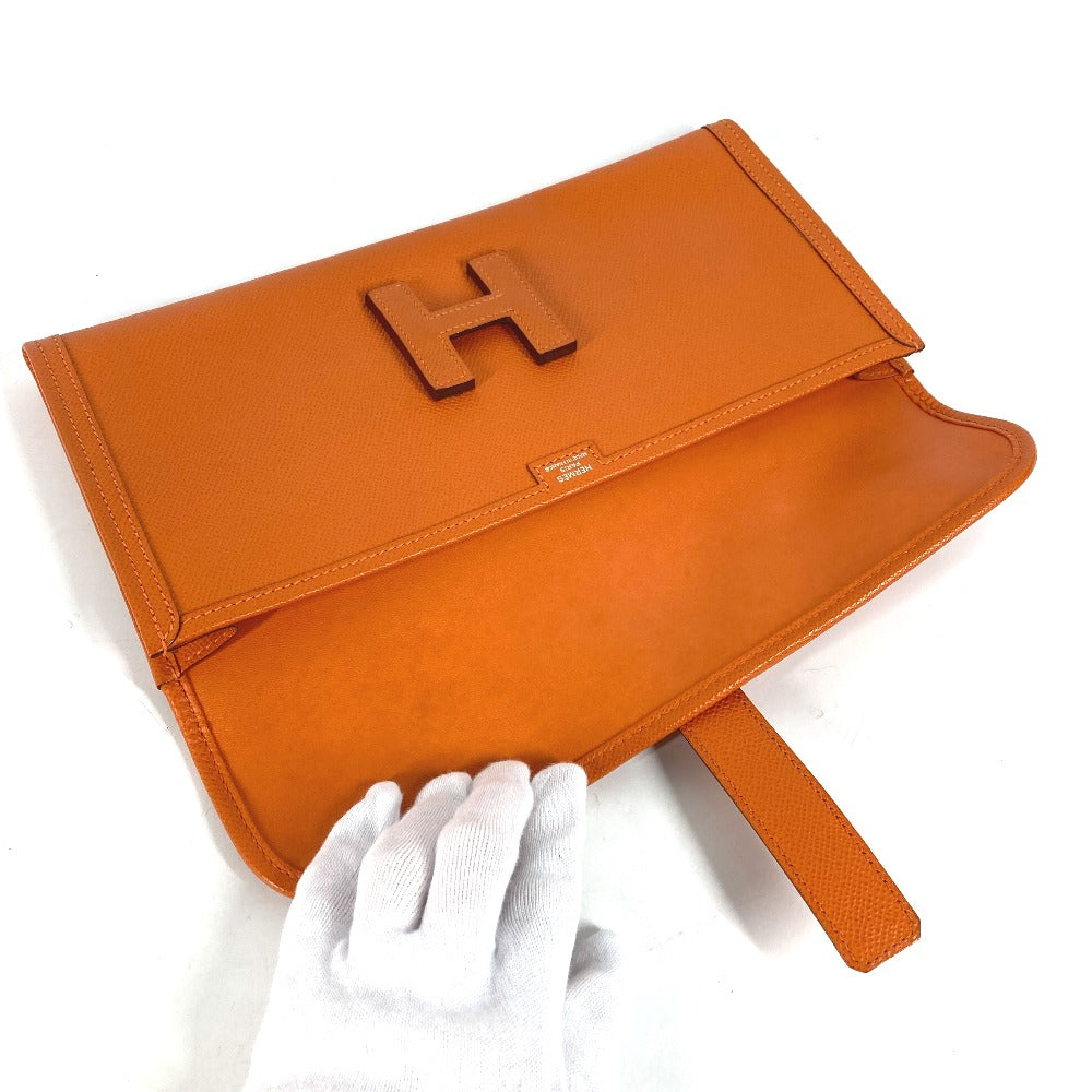 HERMES カバン Hロゴ ジジェ エラン 29 セカンドバッグ クラッチバッグ エプソン レディース オレンジ