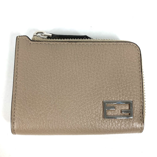 FENDI 7M0330 フラグメントケース 財布 ロゴ 財布 小銭入れ L字ファスナー コインケース レザー メンズ ベージュ系