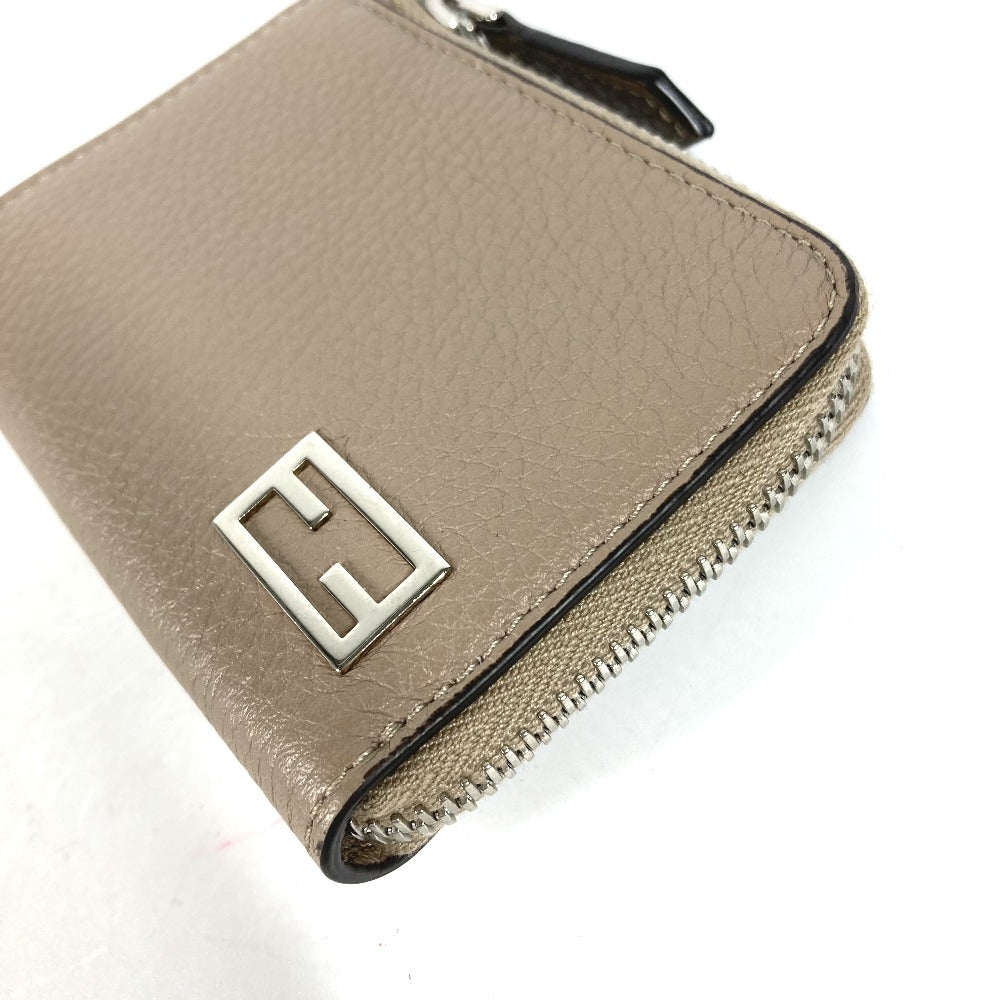 FENDI 7M0330 フラグメントケース 財布 ロゴ 財布 小銭入れ L字ファスナー コインケース レザー メンズ ベージュ系