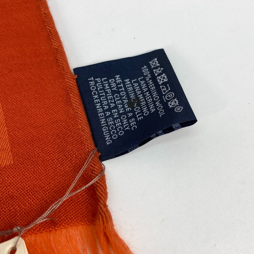 HERMES 馬柄 シュバル 大判 ショール マフラー フリンジ ストール ウール レディース オレンジ