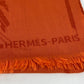 HERMES 馬柄 シュバル 大判 ショール マフラー フリンジ ストール ウール レディース オレンジ