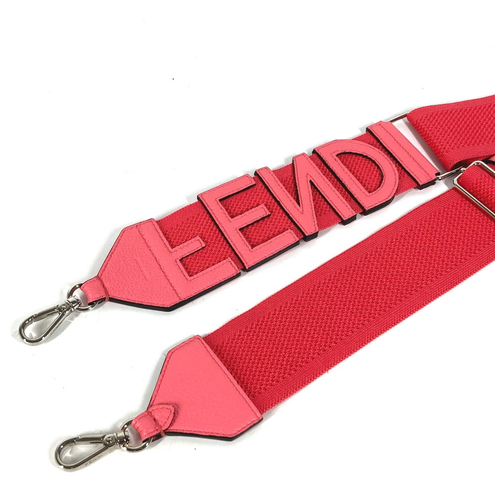 FENDI ストラップユー メッシュ ロゴ ショルダーストラップ レザー/キャンバス レディース ピンク