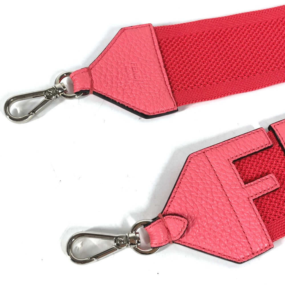 FENDI ストラップユー メッシュ ロゴ ショルダーストラップ レザー/キャンバス レディース ピンク