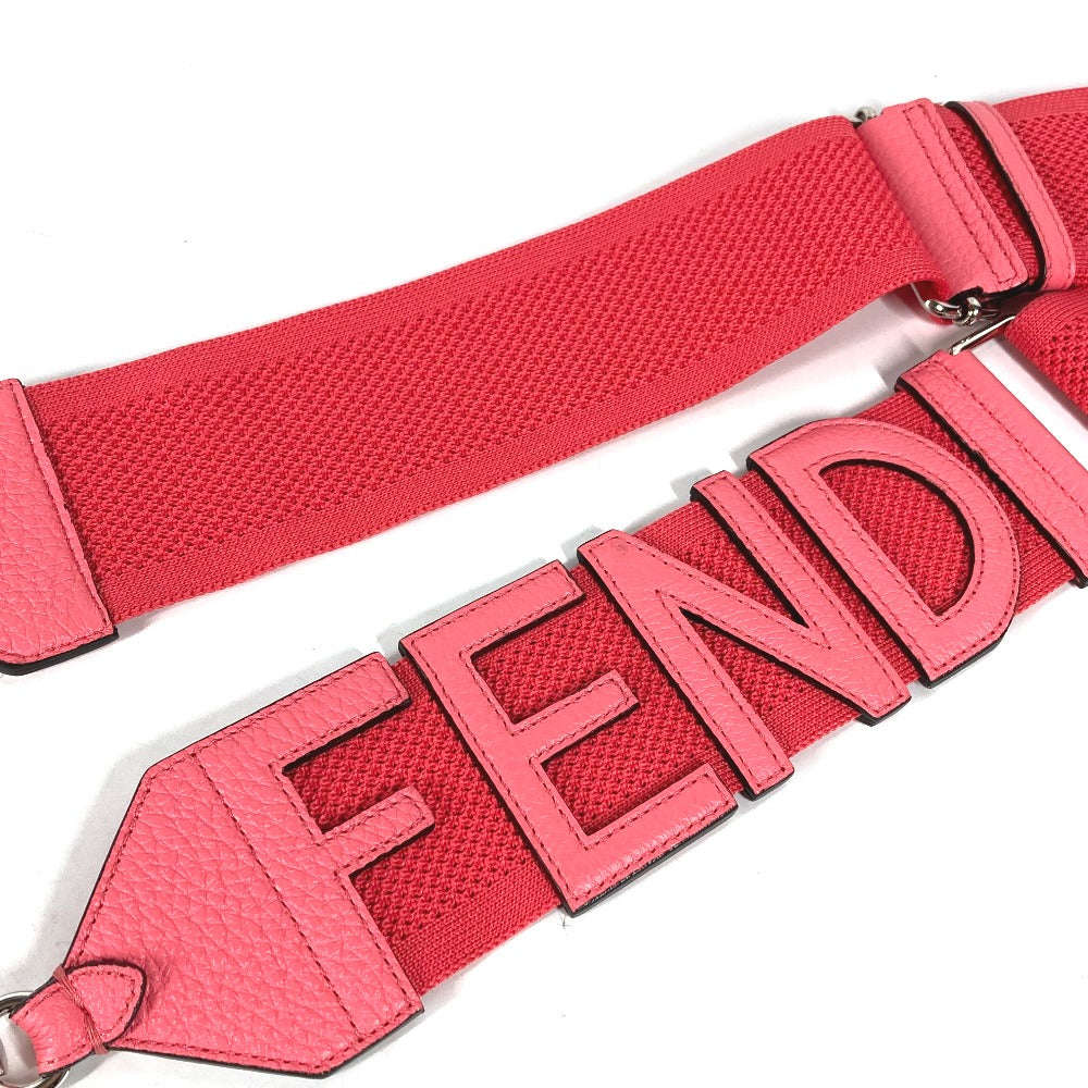 FENDI ストラップユー メッシュ ロゴ ショルダーストラップ レザー/キャンバス レディース ピンク