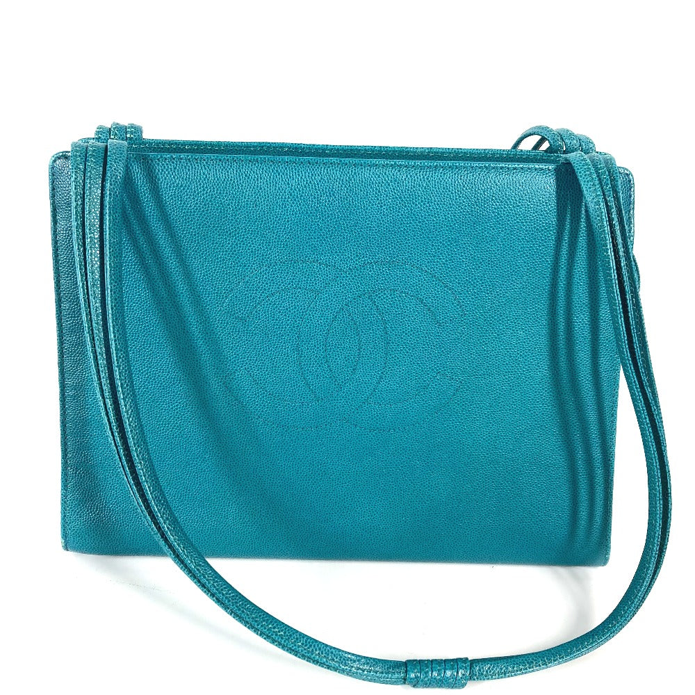 CHANEL カバン トートバッグ CC ココマーク 肩掛け ショルダーバッグ キャビアスキン レディース グリーン系