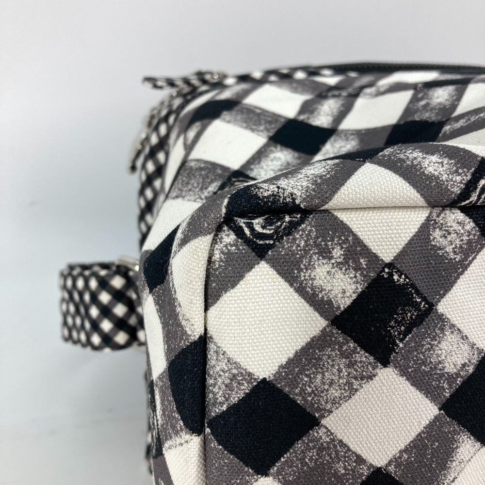 CHANEL チェック CC ココマーク カバン 肩掛け ハンドバッグ ショルダーバッグ キャンバス レディース ホワイト