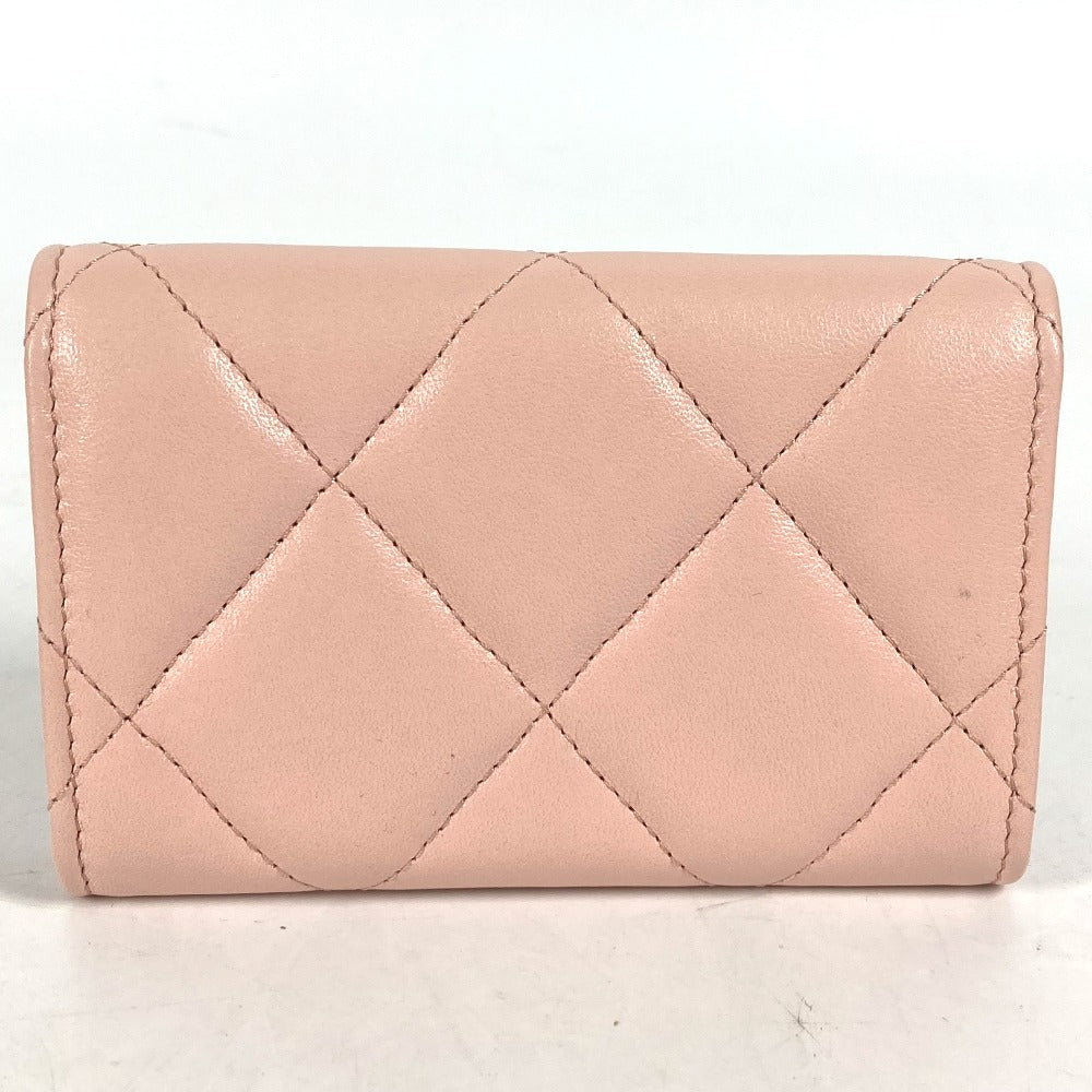 CHANEL 19ライン チェーン CC カードケース マトラッセ ココマーク 財布 小銭入れ コインケース ラムスキン レディース ピンク