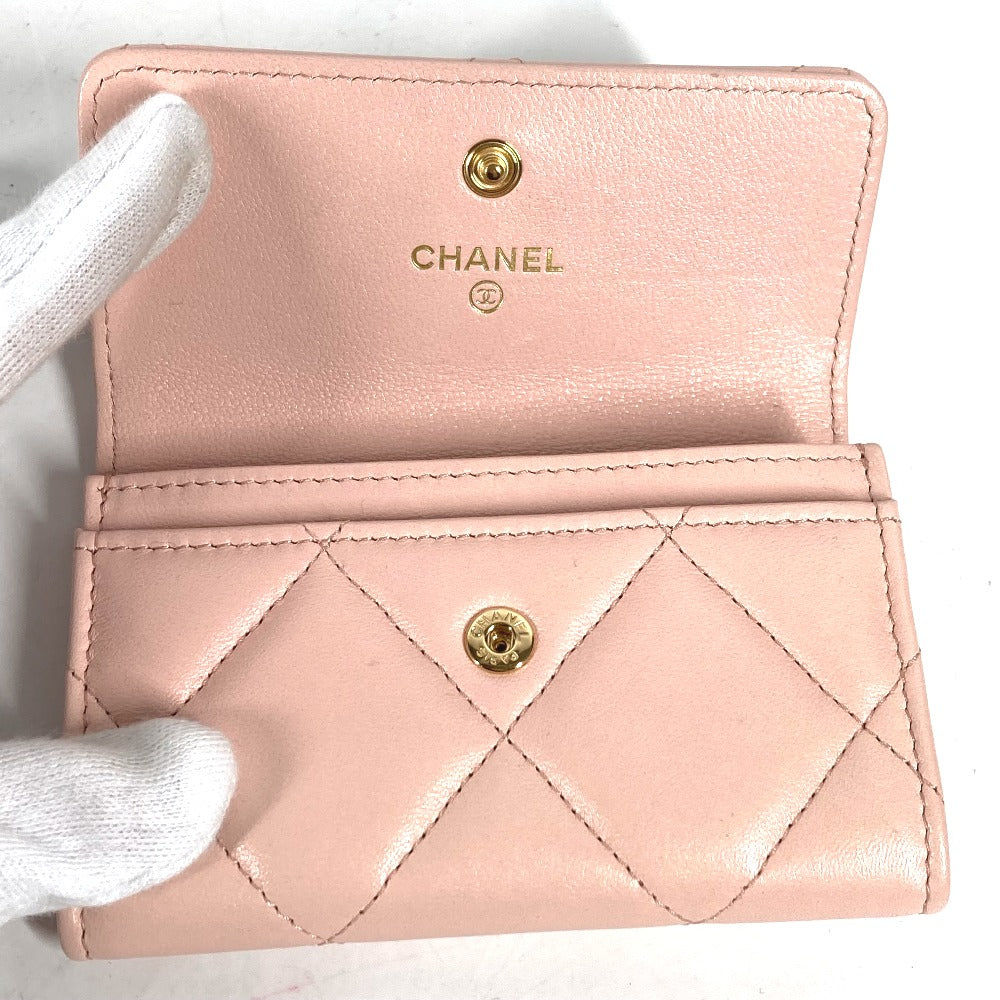 CHANEL 19ライン チェーン CC カードケース マトラッセ ココマーク 財布 小銭入れ コインケース ラムスキン レディース ピンク