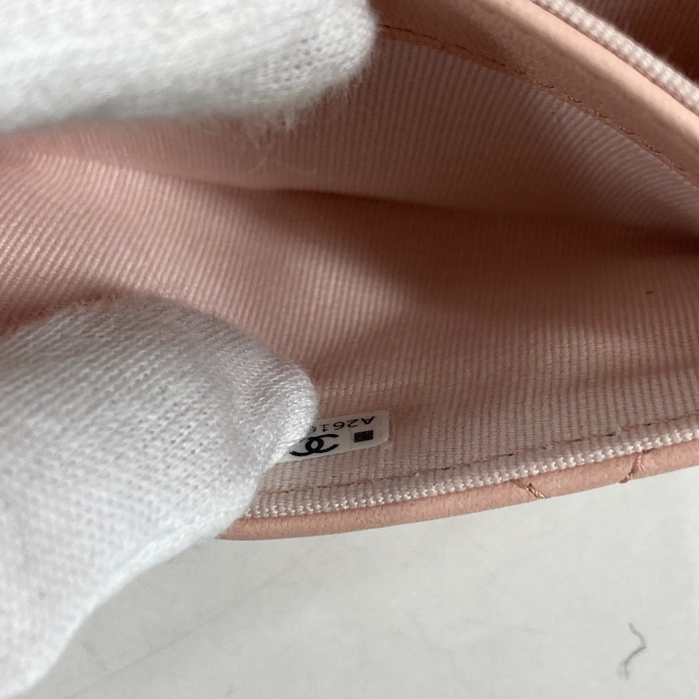CHANEL 19ライン チェーン CC カードケース マトラッセ ココマーク 財布 小銭入れ コインケース ラムスキン レディース ピンク