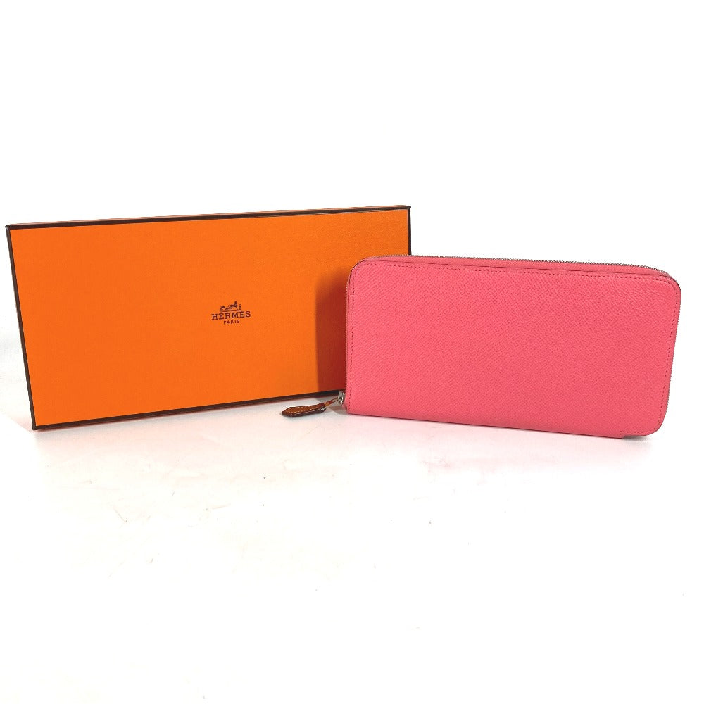 HERMES ロングウォレット アザップロング シルクイン ラウンドファスナー 長財布 エプソン レディース ピンク