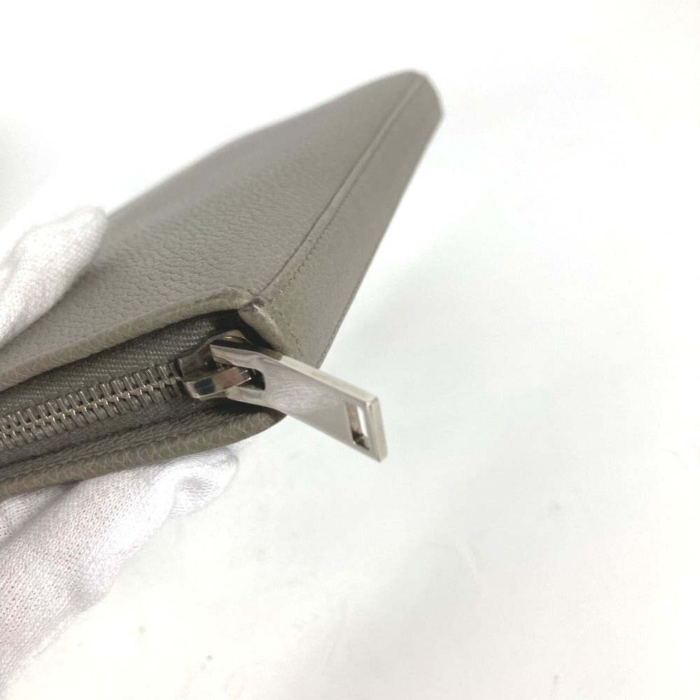 SAINT LAURENT PARIS 326599 ロングウォレット ロゴ ラウンドファスナー 長財布 レザー レディース グレー