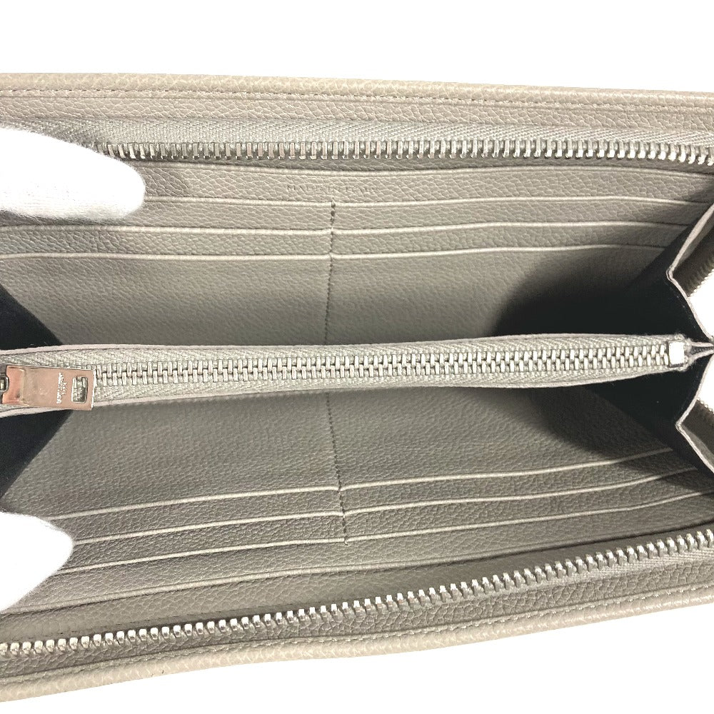 SAINT LAURENT PARIS 326599 ロングウォレット ロゴ ラウンドファスナー 長財布 レザー レディース グレー