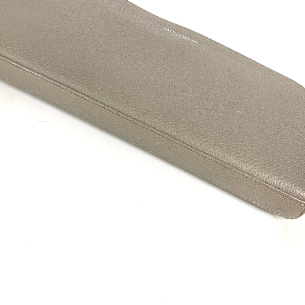 SAINT LAURENT PARIS 326599 ロングウォレット ロゴ ラウンドファスナー 長財布 レザー レディース グレー