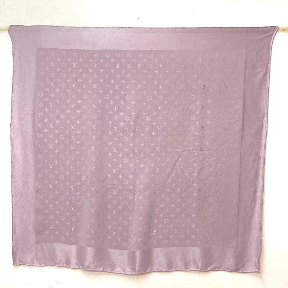 LOUIS VUITTON Monogram Silk Shawl/Scarf, Light Purple, Women's