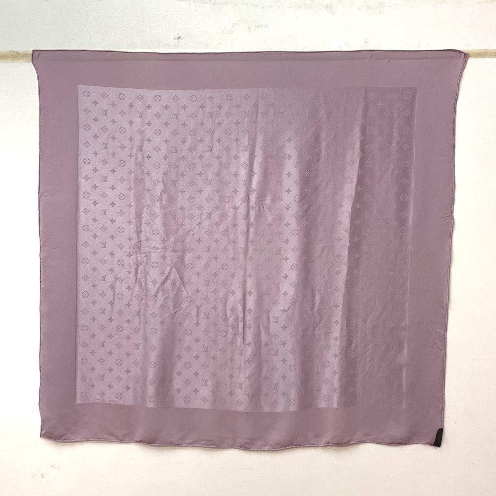 LOUIS VUITTON Monogram Silk Shawl/Scarf, Light Purple, Women's