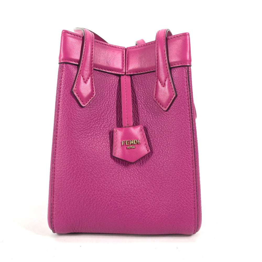 FENDI 8BS083 ORIGAMI MINI オリガミミニ スモール 肩掛け ショルダーバッグ レザー レディース パープル