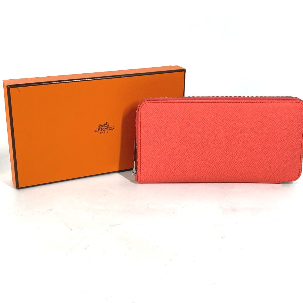 HERMES アザップロング シルクイン ラウンドファスナー 長財布 エプソン レディース ローズテキサス ピンク
