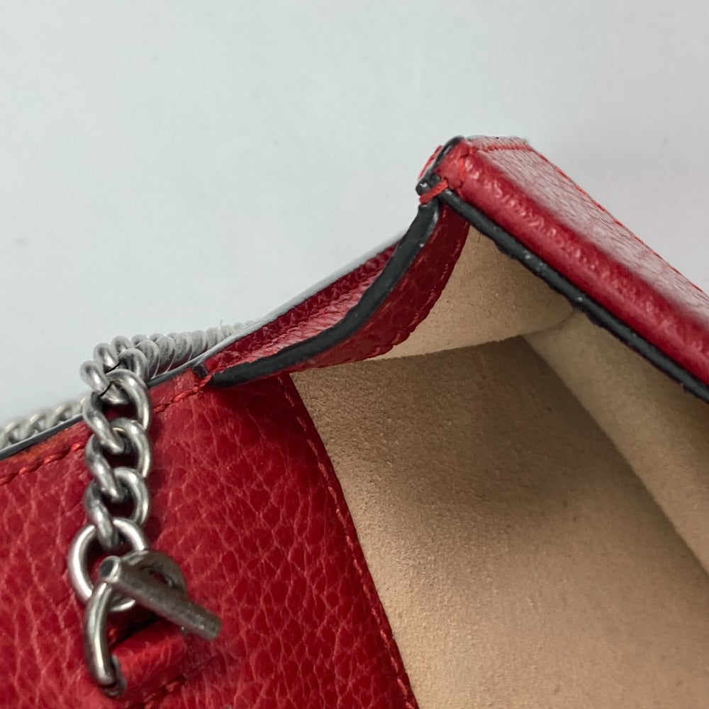 GUCCI 476432 2WAY バッグ ポーチ クラッチバッグ ディオニュソス ラインストーン チェーン 斜め掛け ショルダーバッグ レザー レディース レッド