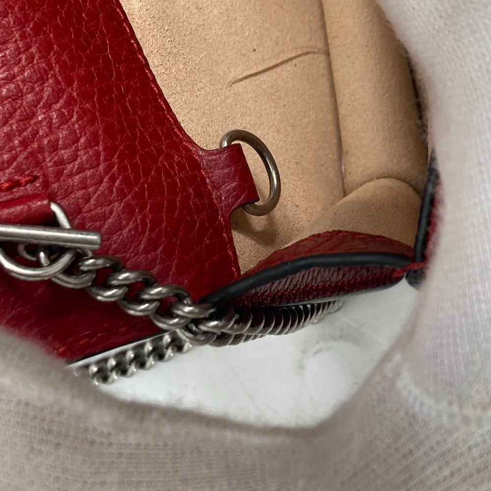 GUCCI 476432 2WAY バッグ ポーチ クラッチバッグ ディオニュソス ラインストーン チェーン 斜め掛け ショルダーバッグ レザー レディース レッド