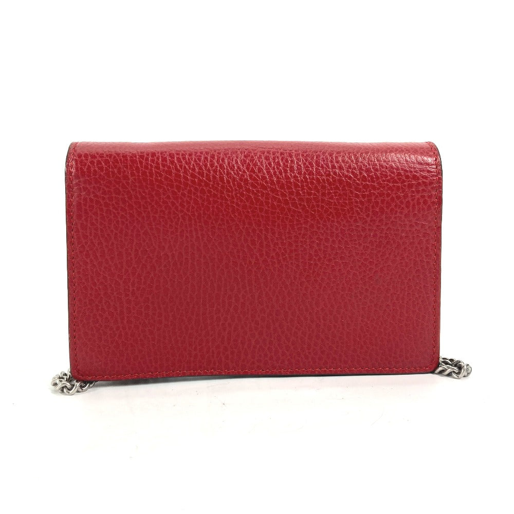 GUCCI 476432 2WAY バッグ ポーチ クラッチバッグ ディオニュソス ラインストーン チェーン 斜め掛け ショルダーバッグ レザー レディース レッド