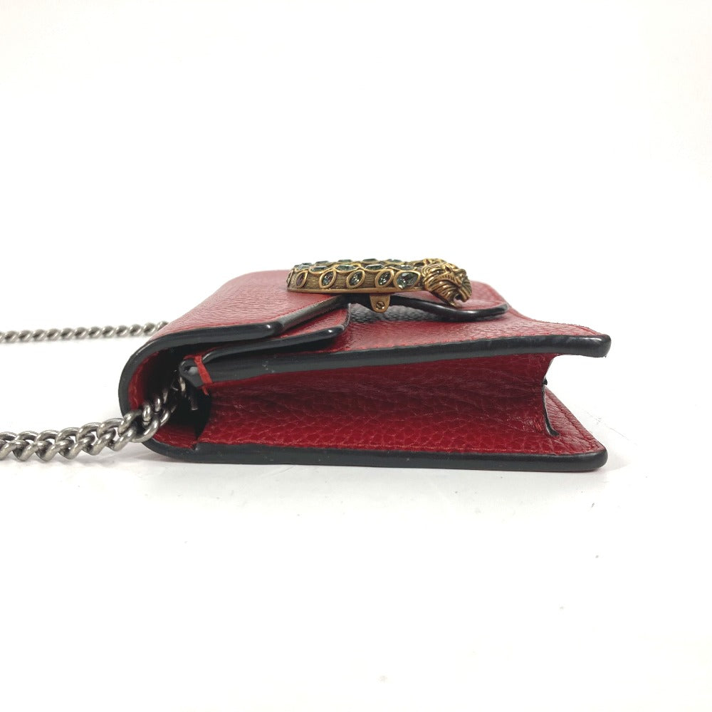 GUCCI 476432 2WAY バッグ ポーチ クラッチバッグ ディオニュソス ラインストーン チェーン 斜め掛け ショルダーバッグ レザー レディース レッド