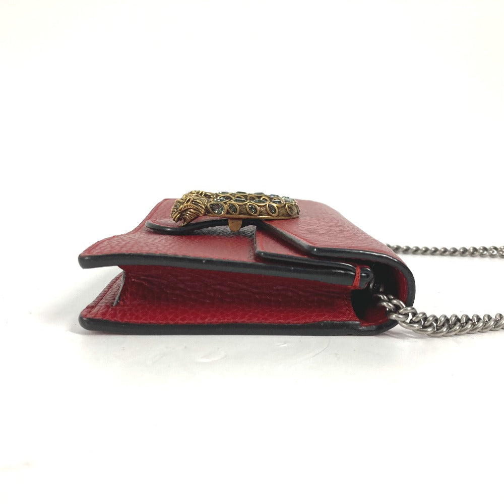 GUCCI 476432 2WAY バッグ ポーチ クラッチバッグ ディオニュソス ラインストーン チェーン 斜め掛け ショルダーバッグ レザー レディース レッド