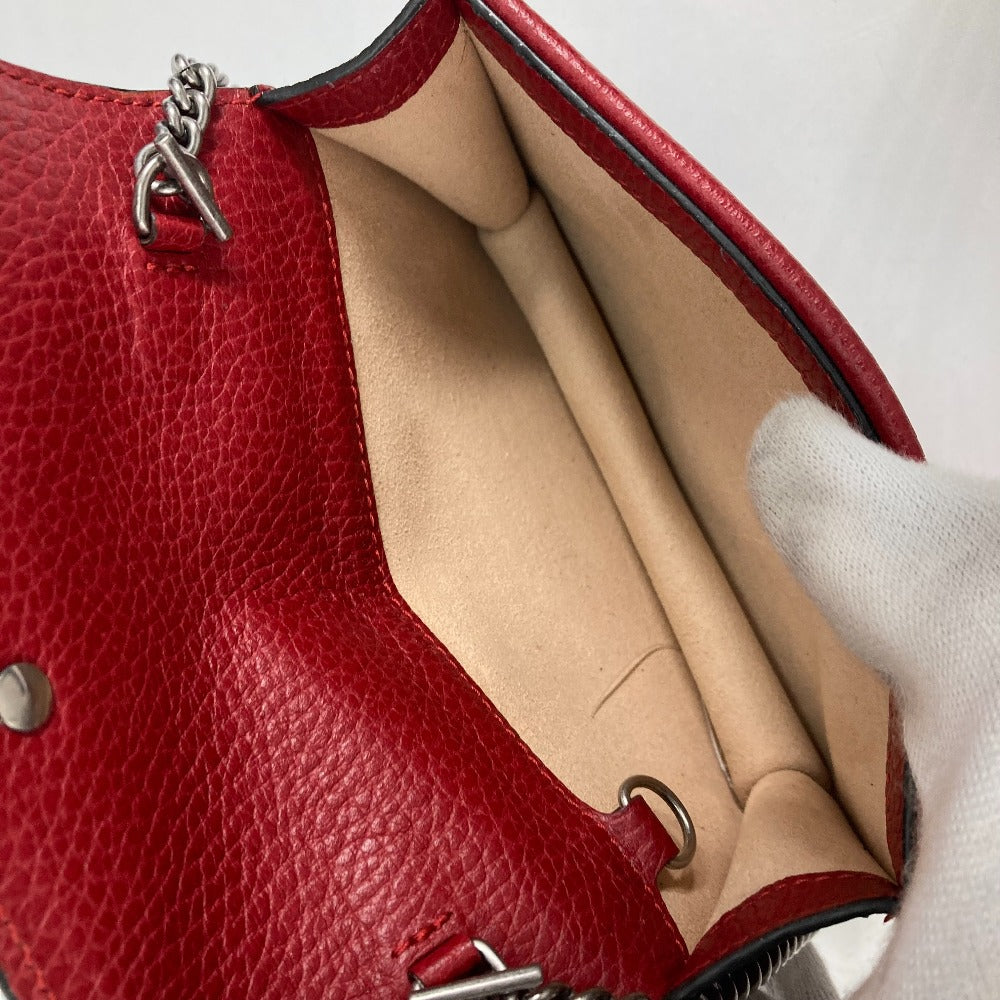 GUCCI 476432 2WAY バッグ ポーチ クラッチバッグ ディオニュソス ラインストーン チェーン 斜め掛け ショルダーバッグ レザー レディース レッド