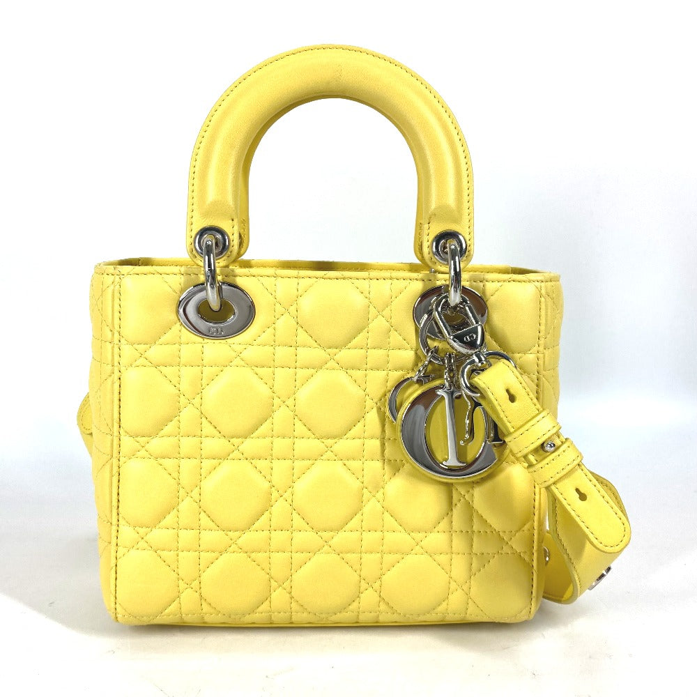 Dior M0532PCAL レディディオール LADYDIOR My ABCDior 2WAY ハンドバッグ スター ショルダーバッグ ハンドバッグ ラムスキン レディース イエロー
