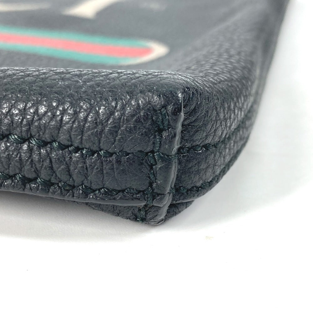 GUCCI 500981 ロゴ ポーチ カバン クラッチバッグ レザー メンズ ブラック