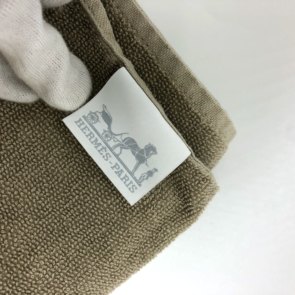 HERMES フリンジ ヨッティング ロゴ ビーチタオル タオル コットン レディース グレー系