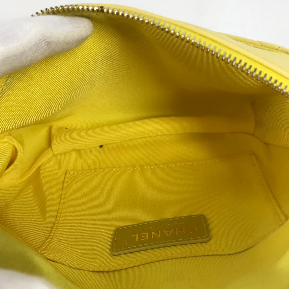 CHANEL A57832 Chain Belt Bag, Waist Pouch, CC Coco Mark, Crossbody Quilted Matelasse Lambskin, Yellow, Women's